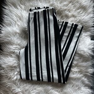 Black and White Striped Knit Pants